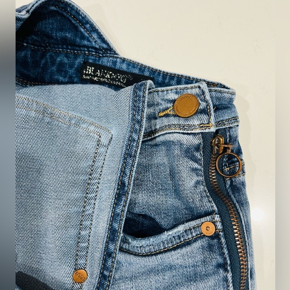 Blank NYC Slim Girlfriend Overalls Jeans Stretch Denim Raw Hem Distressed 28 - Picture 3 of 14